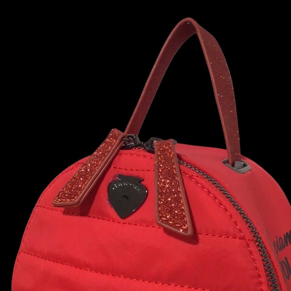 LE PANDORINE Red Quilted Mini Backpack Black Metal Accents Milano 🇮🇹 Italy - Picture 8 of 12
